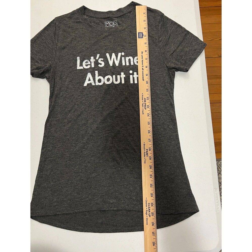 Modern Lux Women's Let's Wine About It Charcoal Grey Tee T-Shirt Top Size M - Picture 5 of 6